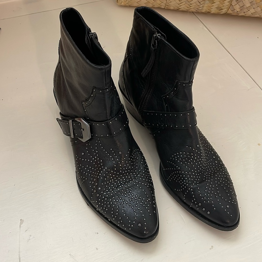 Black studded boots designer look